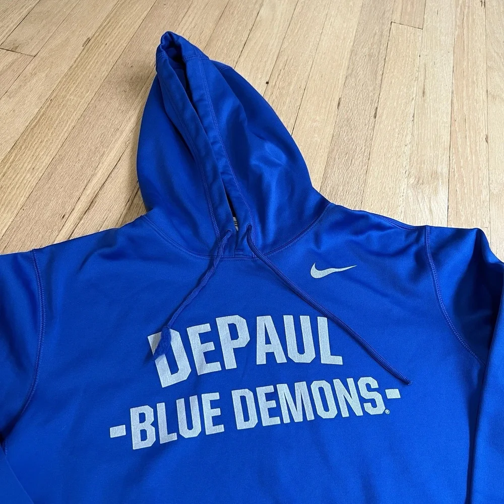 DePaul Blue Demons Nike Therma Fit  Sweater Adult Large Streetwear Logo‎ Hoodie